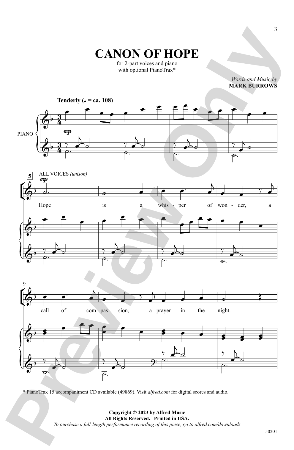 Canon of Hope: 2-Part Choral Octavo
