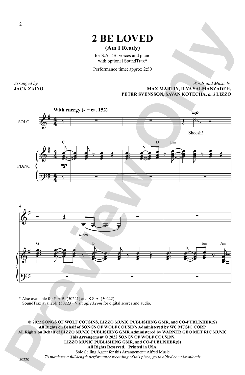 2 Be Loved: SATB Choral Octavo
