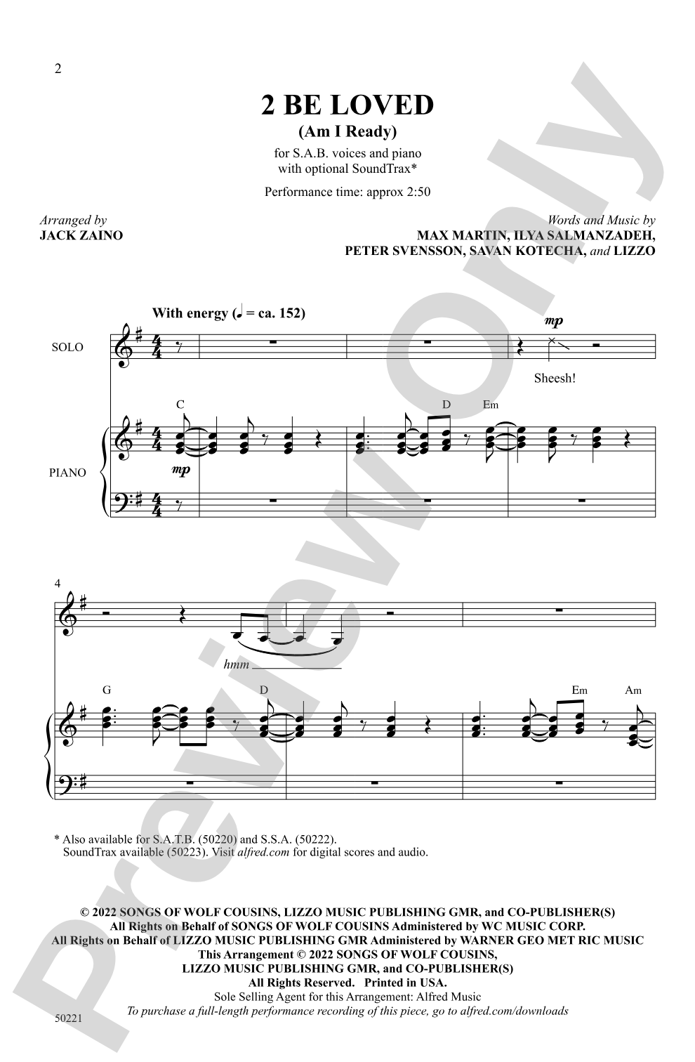 2 Be Loved: SAB Choral Octavo