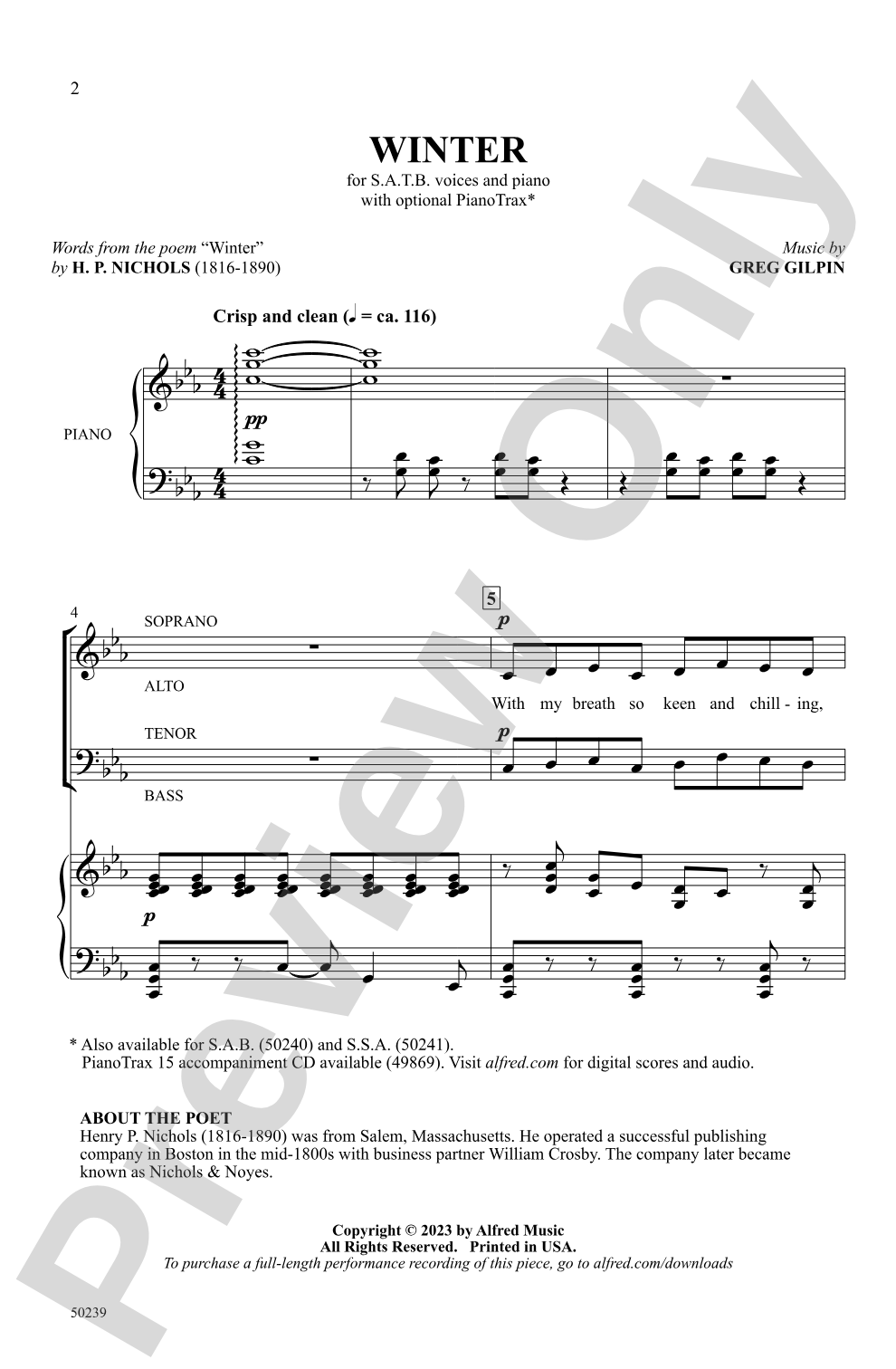 Winter: SATB Choral Octavo