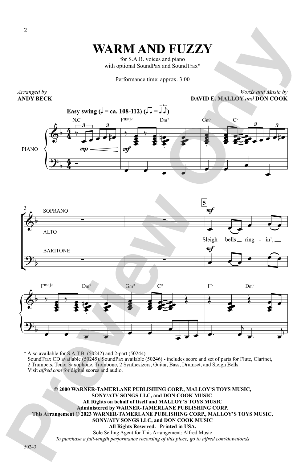 Warm and Fuzzy: SAB Choral Octavo