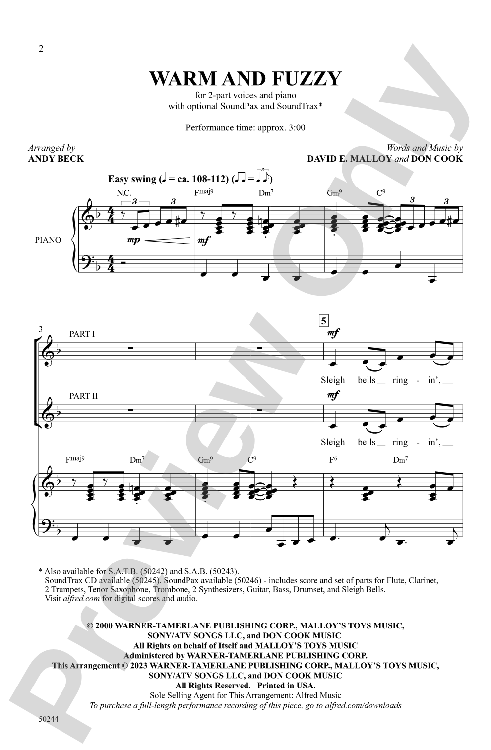 Warm and Fuzzy: 2-Part Choral Octavo
