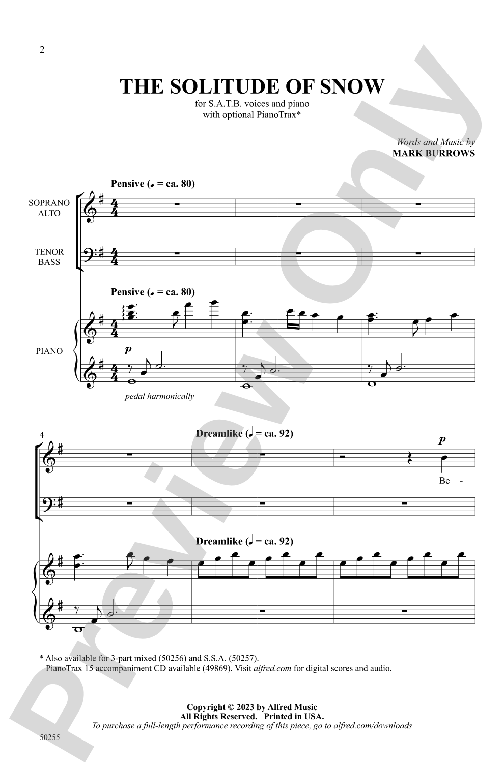 The Solitude of Snow: SATB Choral Octavo