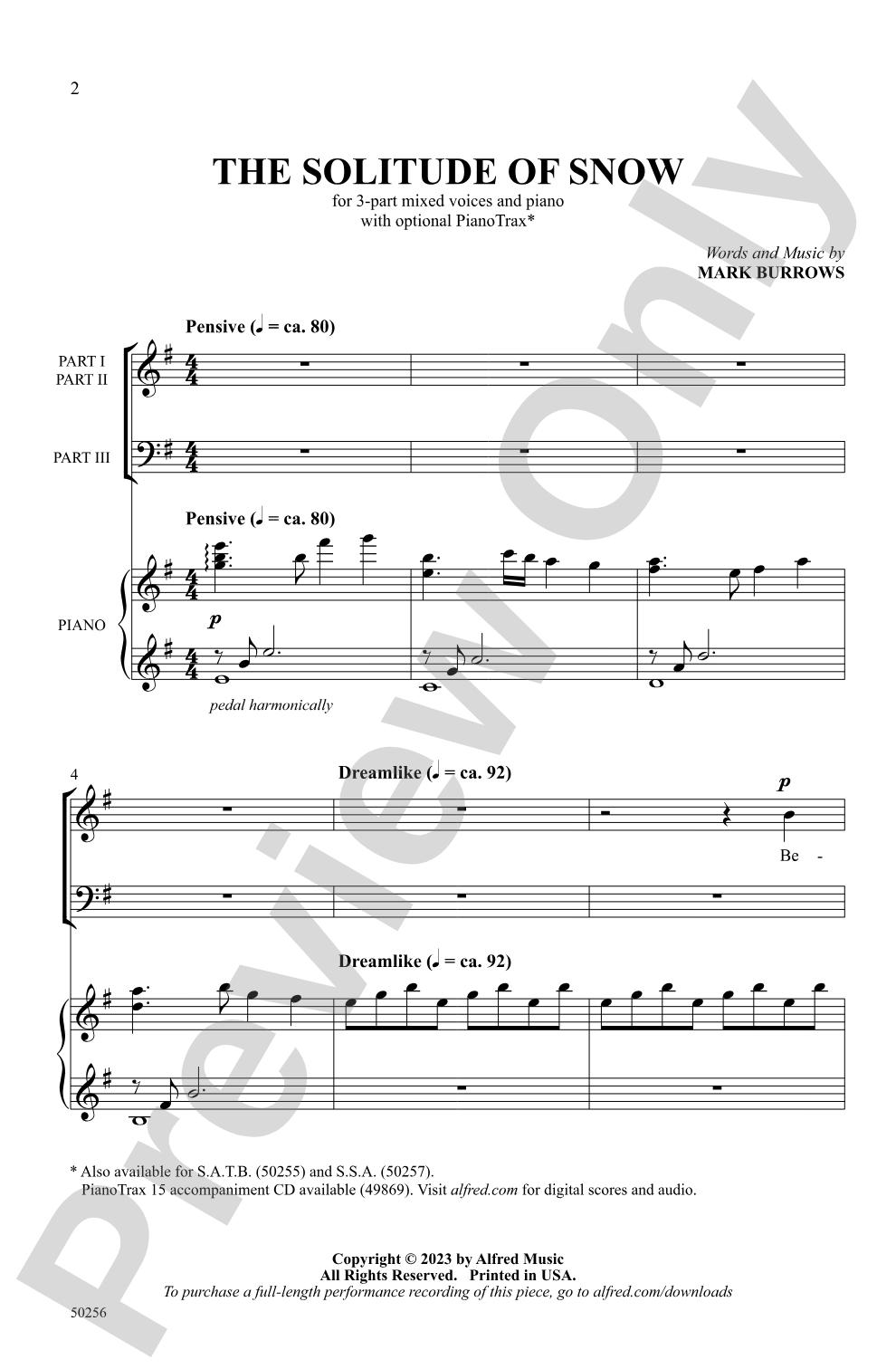 The Solitude of Snow: 3-Part Mixed Choral Octavo