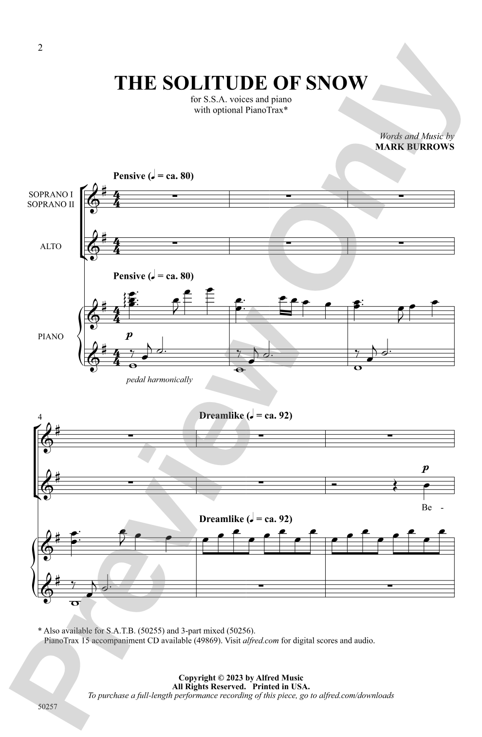 The Solitude of Snow: SSA Choral Octavo