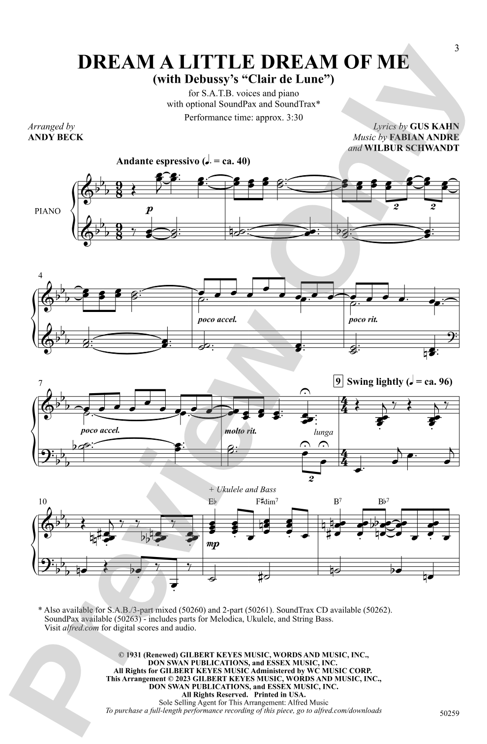 Dream a Little Dream of Me: SATB Choral Octavo