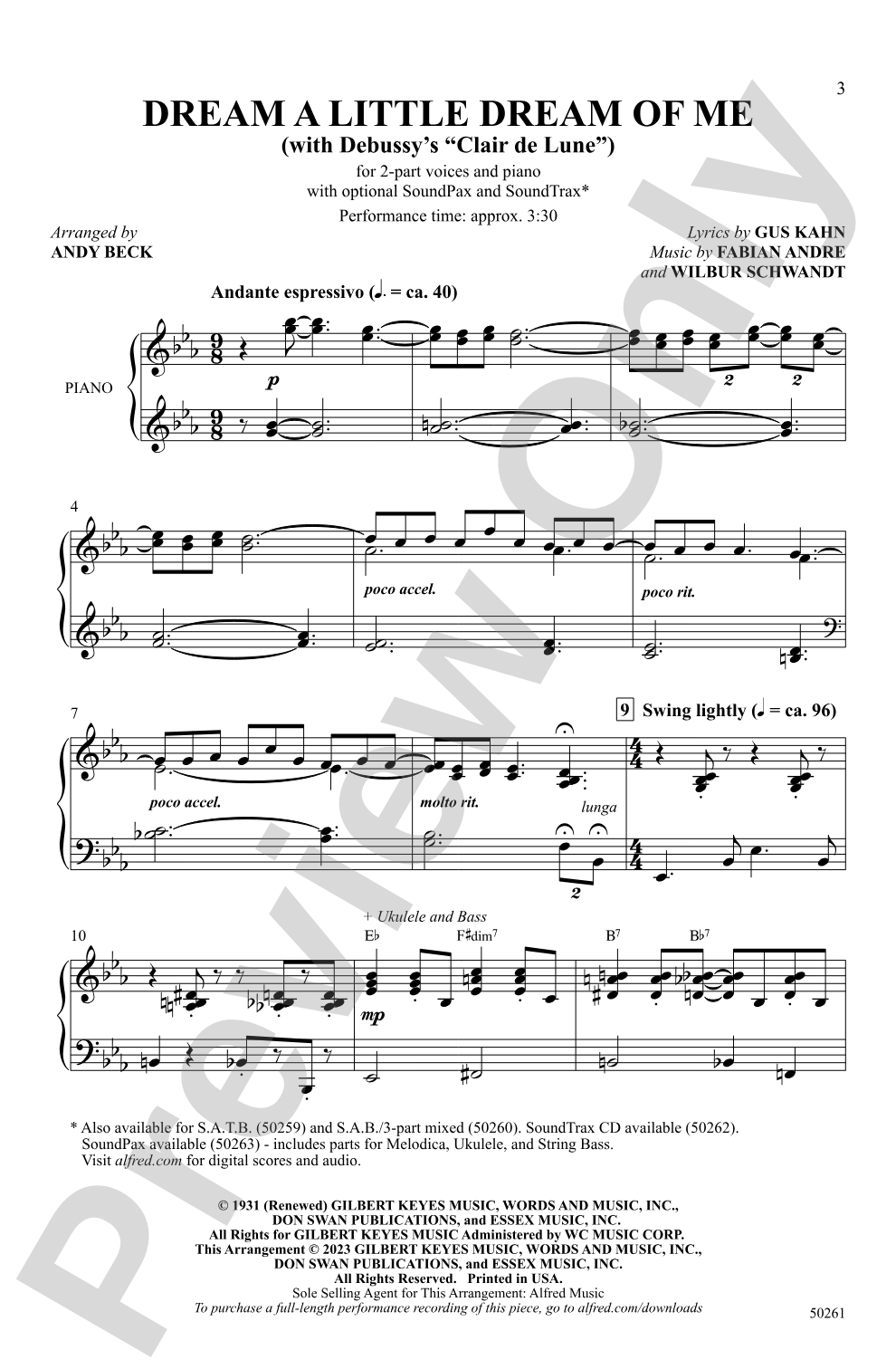 Dream a Little Dream of Me: 2-Part Choral Octavo