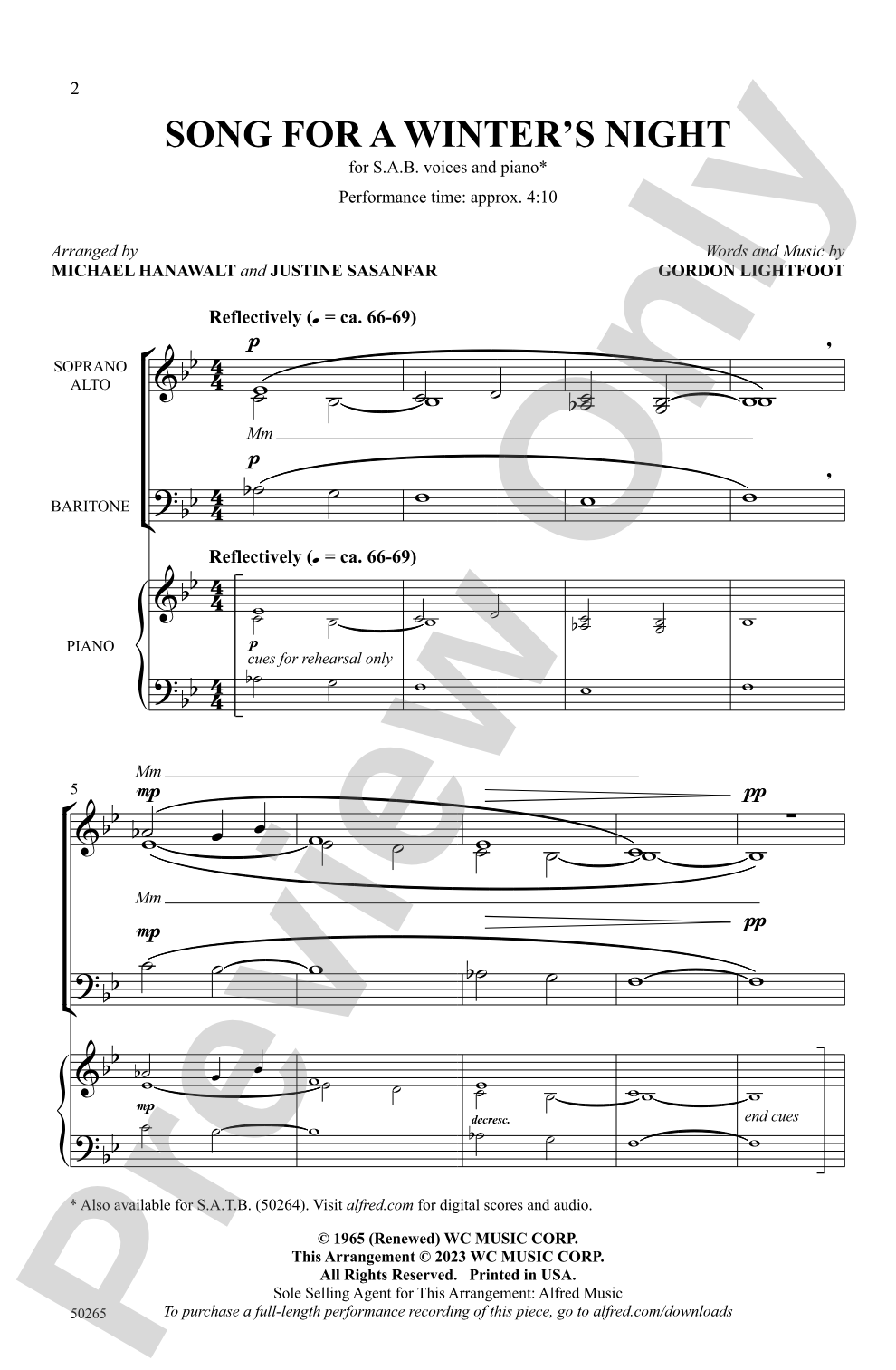 Song for a Winter's Night: SAB Choral Octavo
