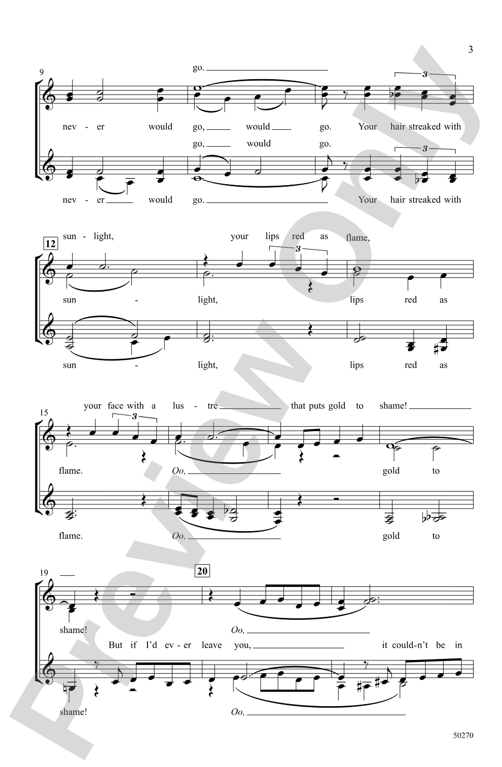 If Ever I Would Leave You: SSSA, <i>a cappella</i> Choral Octavo