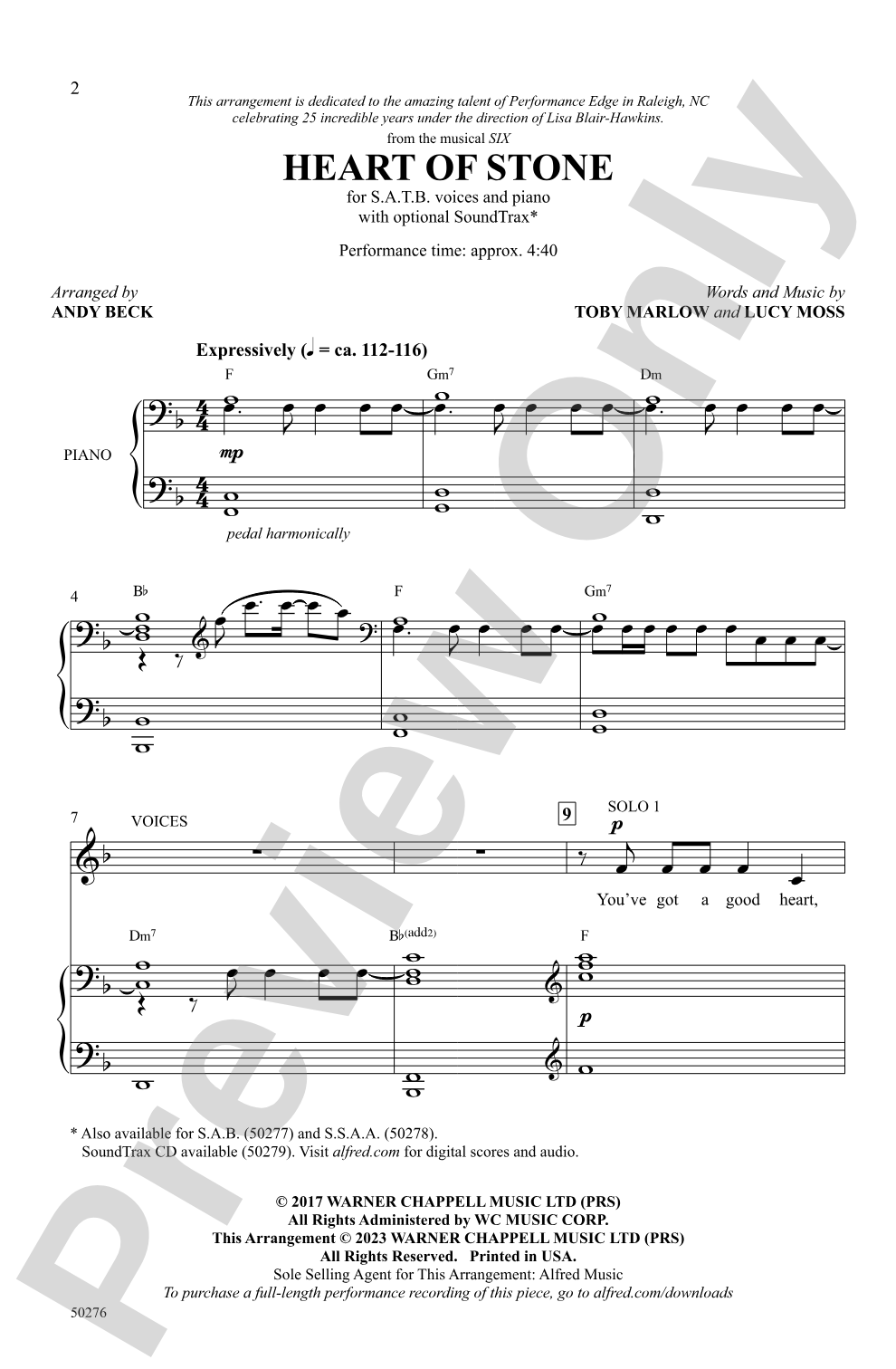 Heart of Stone: SATB Choral Octavo