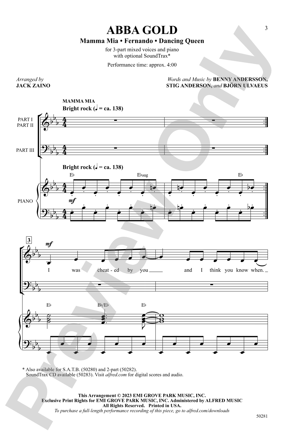 ABBA Gold: 3-Part Mixed Choral Octavo