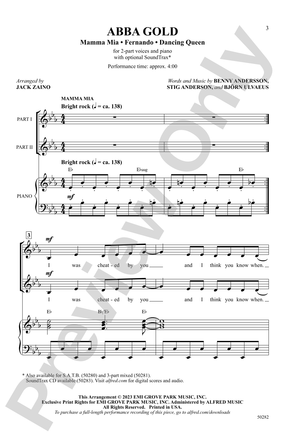 ABBA Gold: 2-Part Choral Octavo