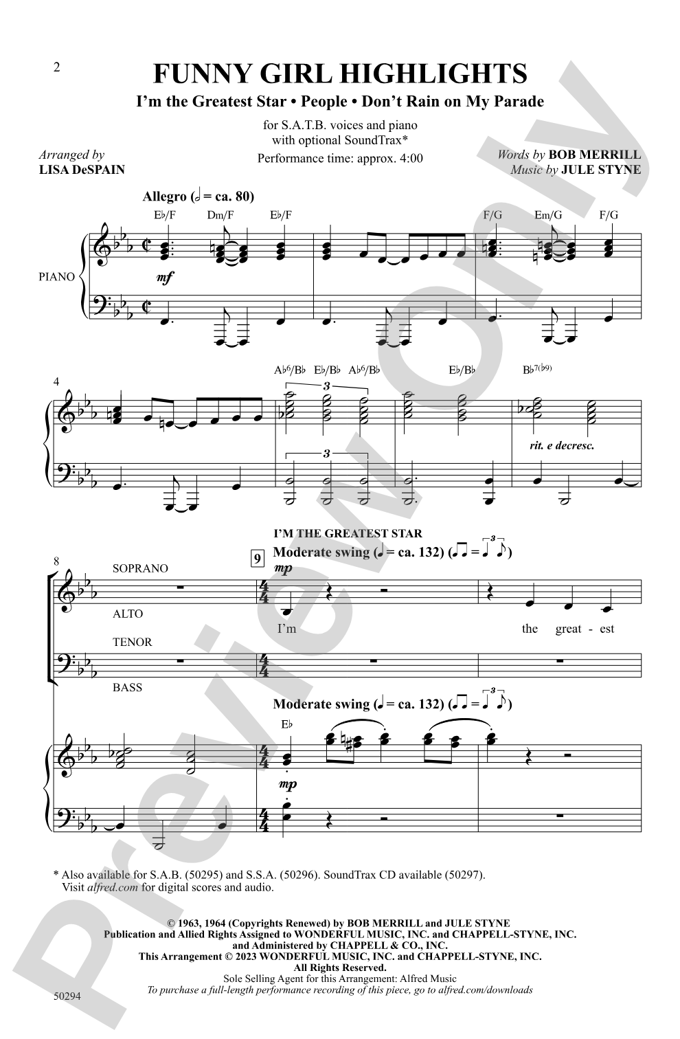 Funny Girl Highlights: SATB Choral Octavo