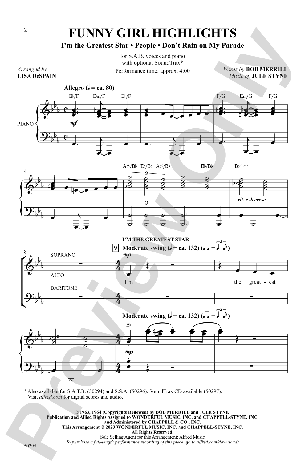 Funny Girl Highlights: SAB Choral Octavo