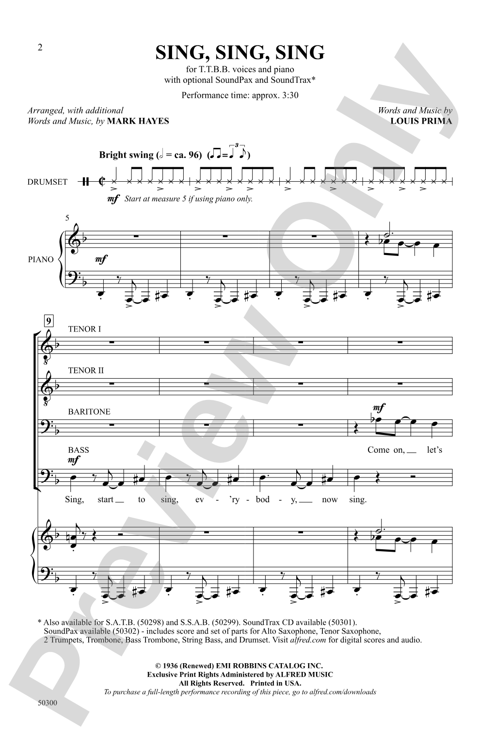 Sing, Sing, Sing: TTBB Choral Octavo