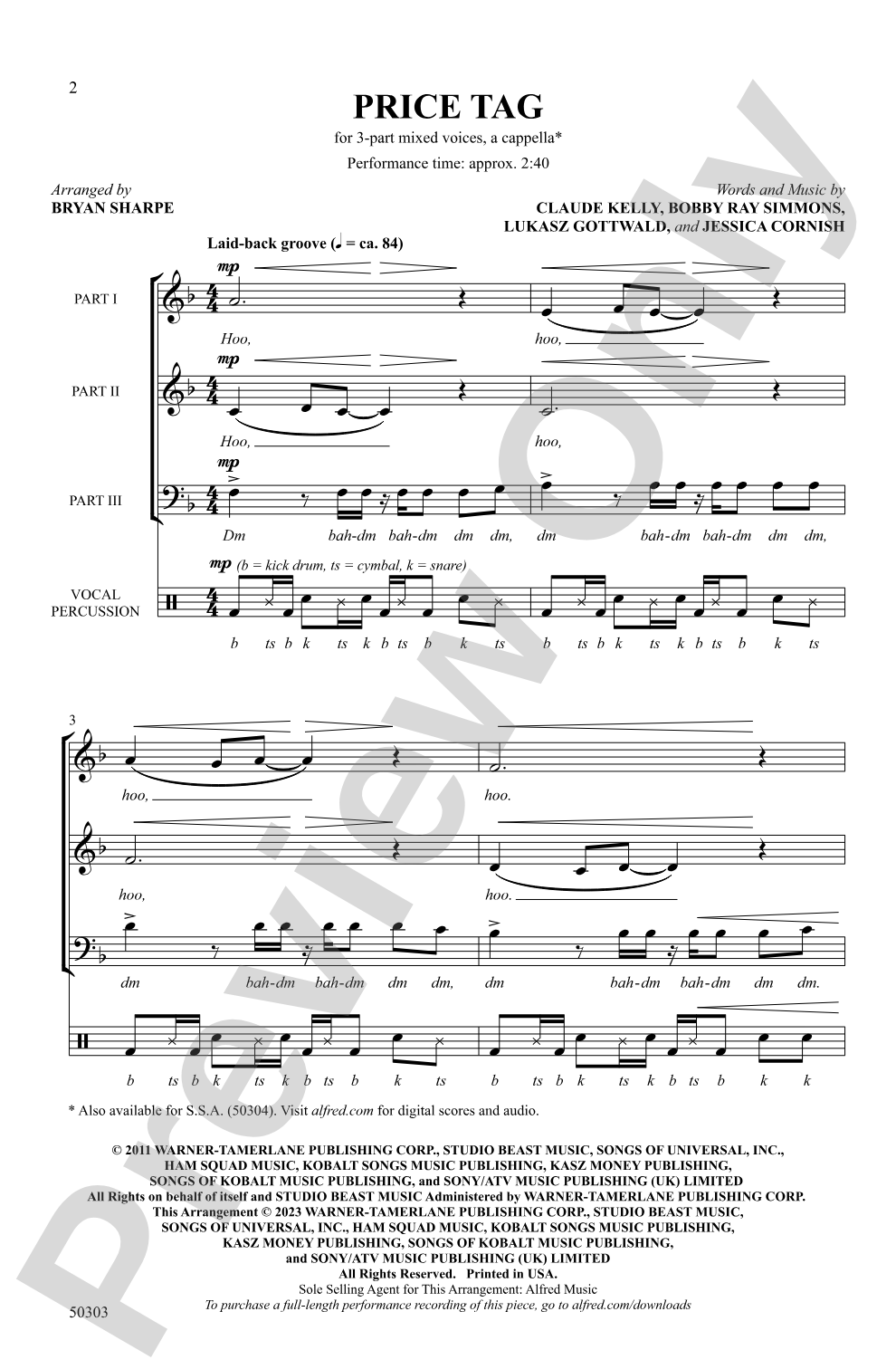 Price Tag: 3-Part Mixed, <I>a cappella</I> Choral Octavo