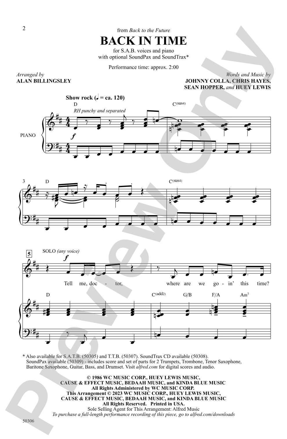 Back in Time: SAB Choral Octavo