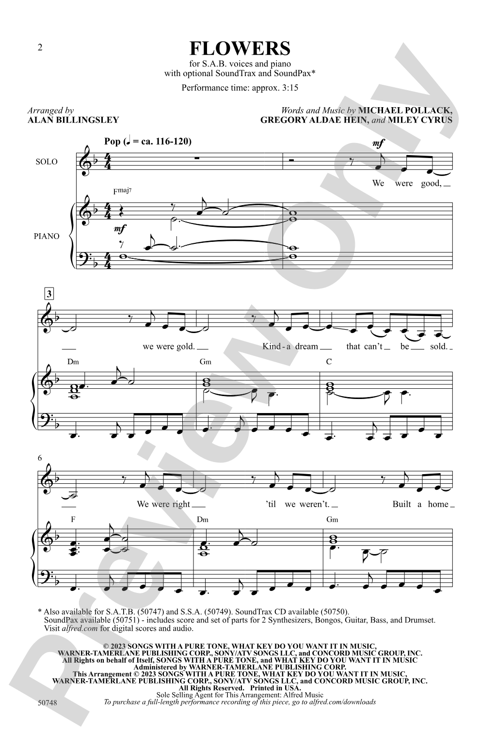 Flowers: SAB Choral Octavo