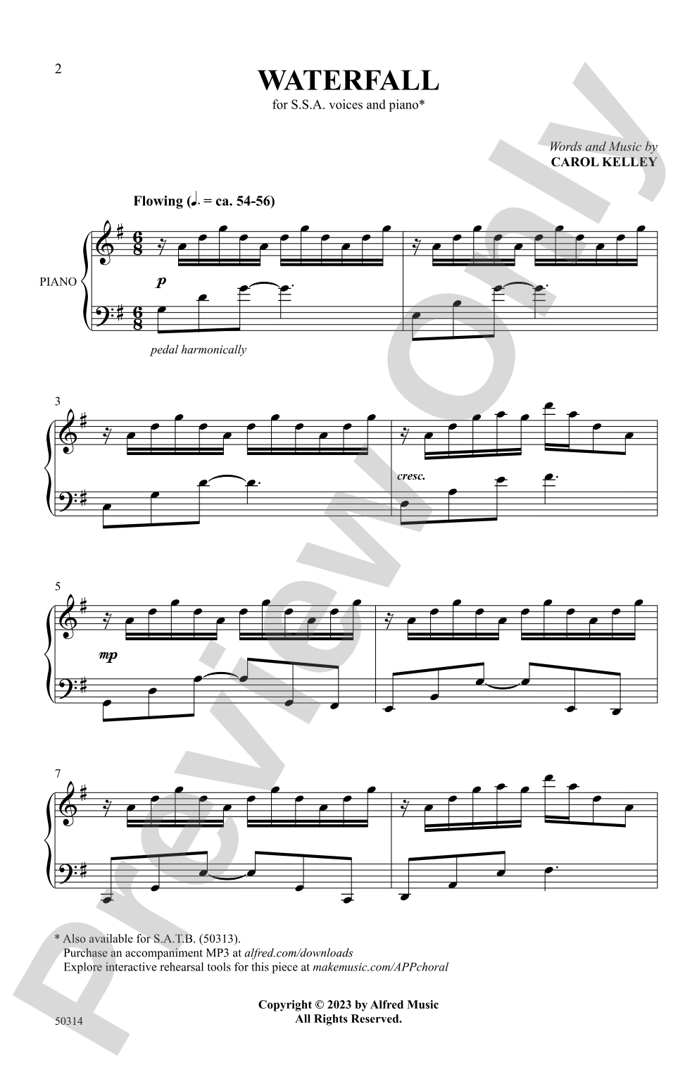 Waterfall: SSA Choral Octavo