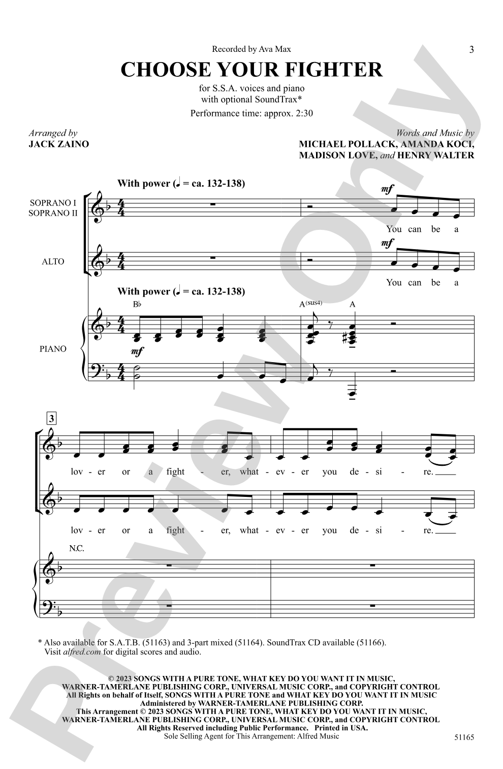 Choose Your Fighter: SSA Choral Octavo