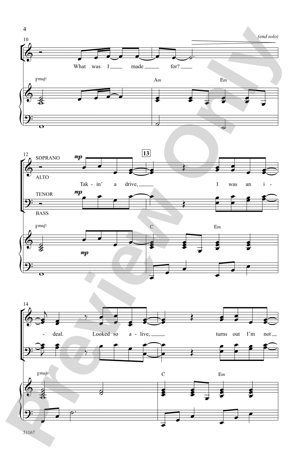 What Was I Made For?: SATB Choral Octavo