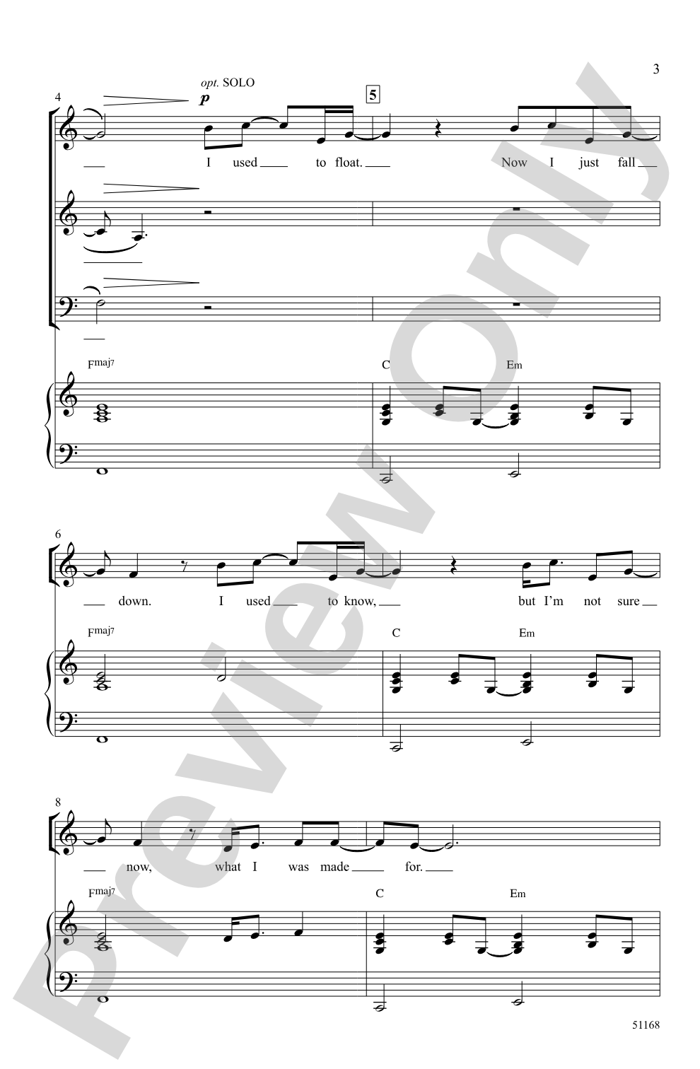 What Was I Made For?: 3-Part Mixed Choral Octavo