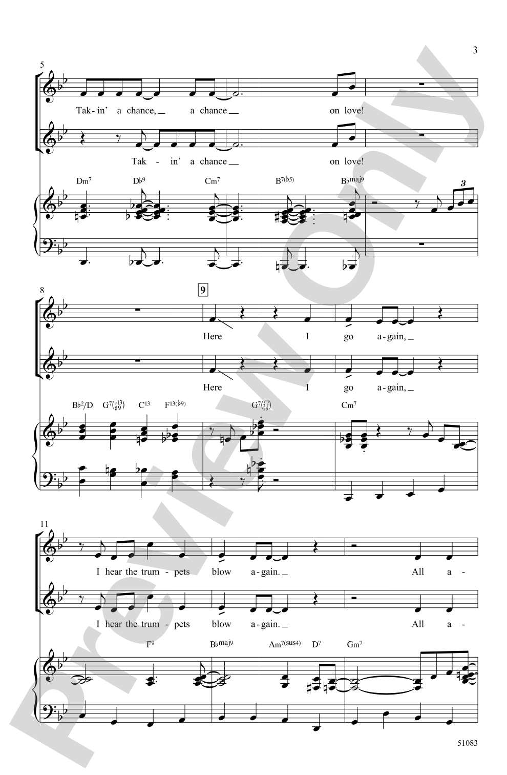 Taking a Chance on Love: SSA Choral Octavo