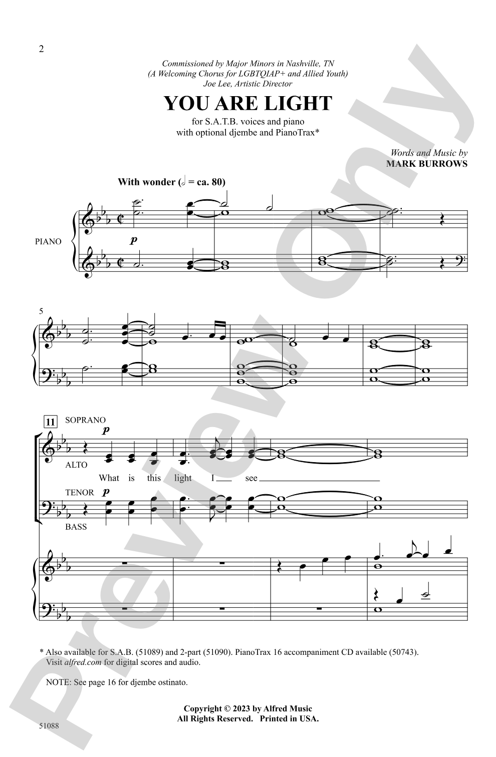 You Are Light: SATB Choral Octavo