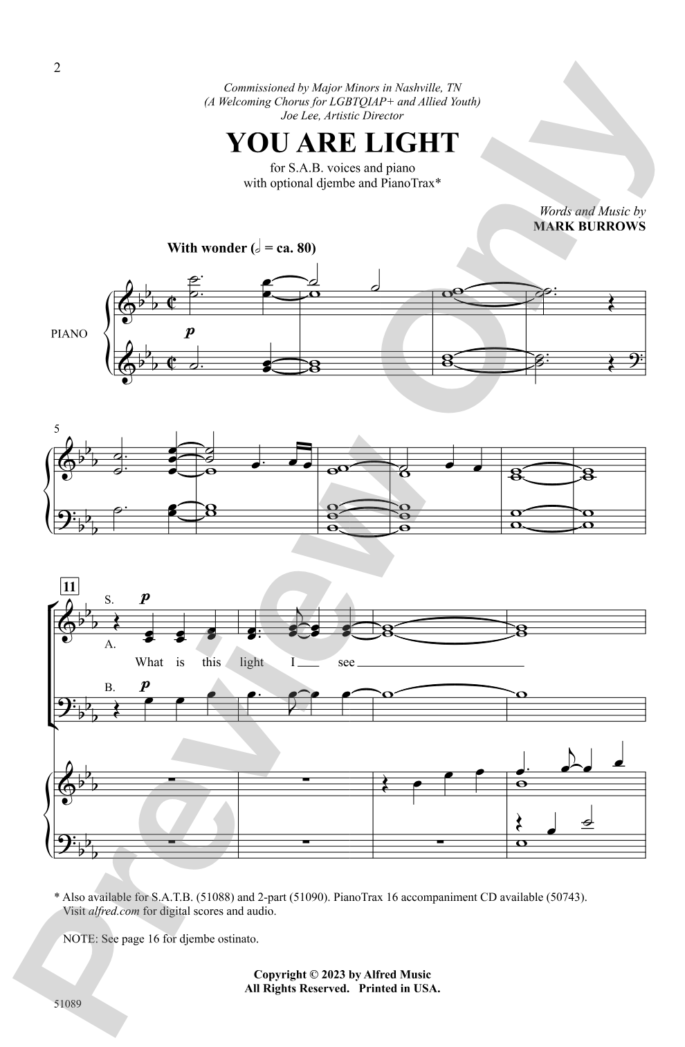 You Are Light: SAB Choral Octavo