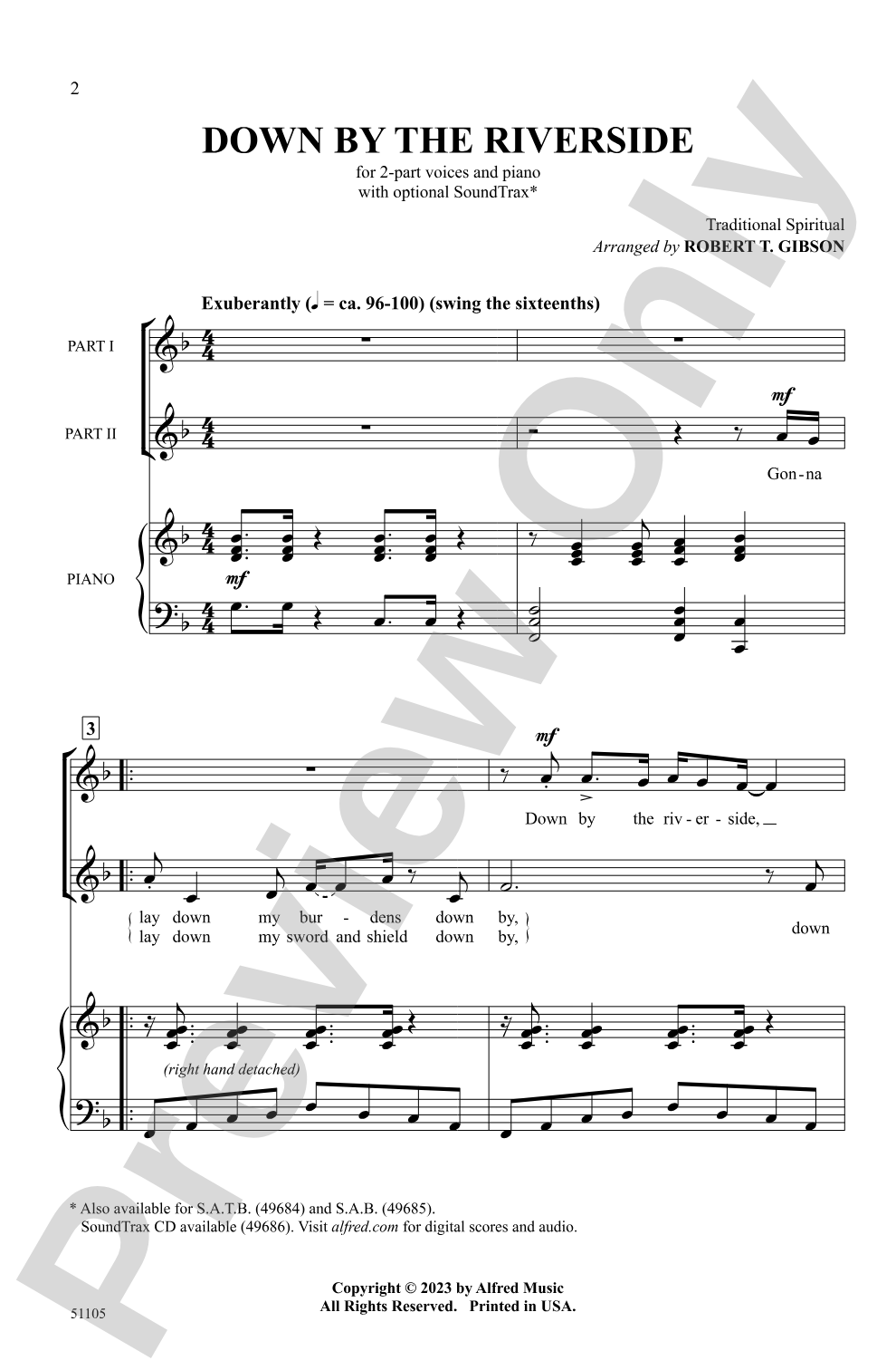 Down by the Riverside: 2-Part Choral Octavo