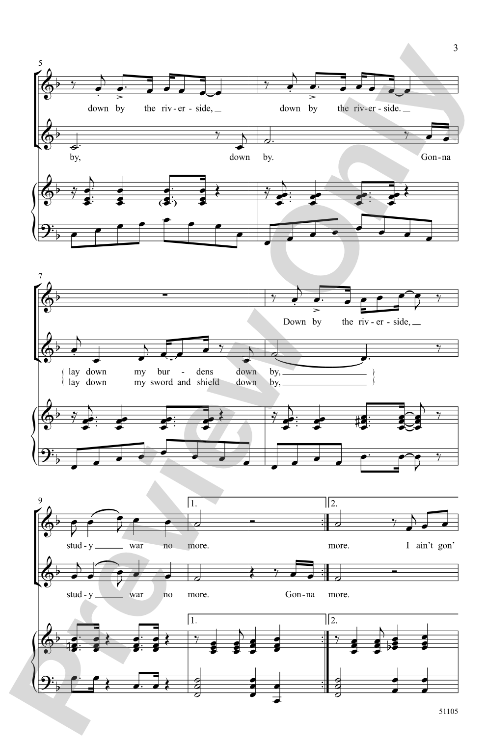 Down by the Riverside: 2-Part Choral Octavo