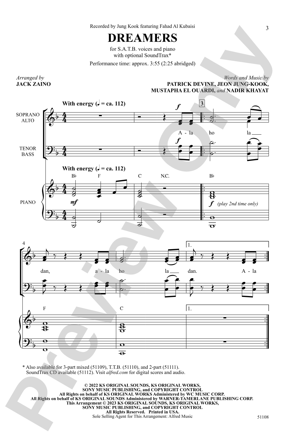 Dreamers: SATB Choral Octavo