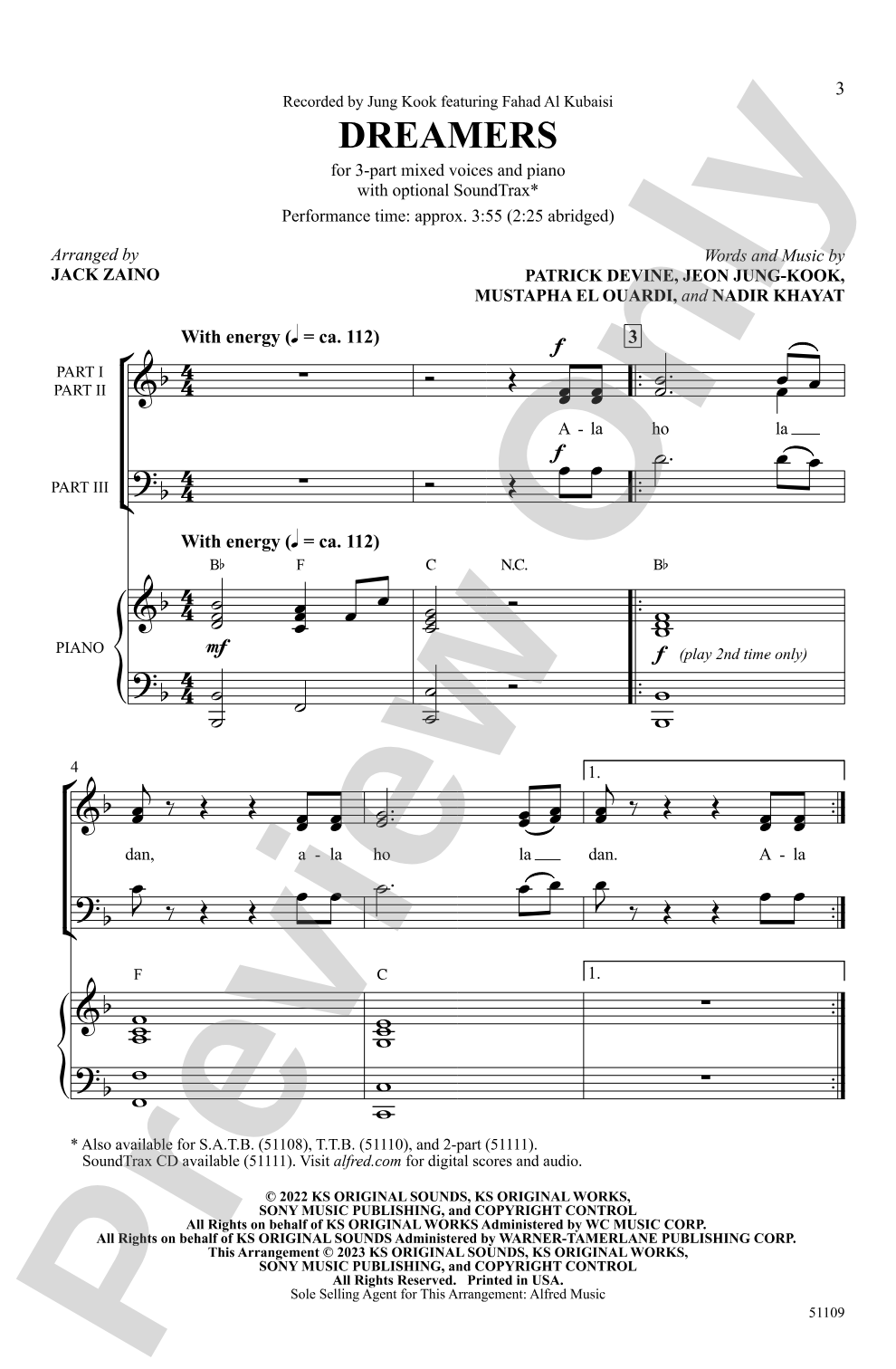 Dreamers: 3-Part Mixed Choral Octavo