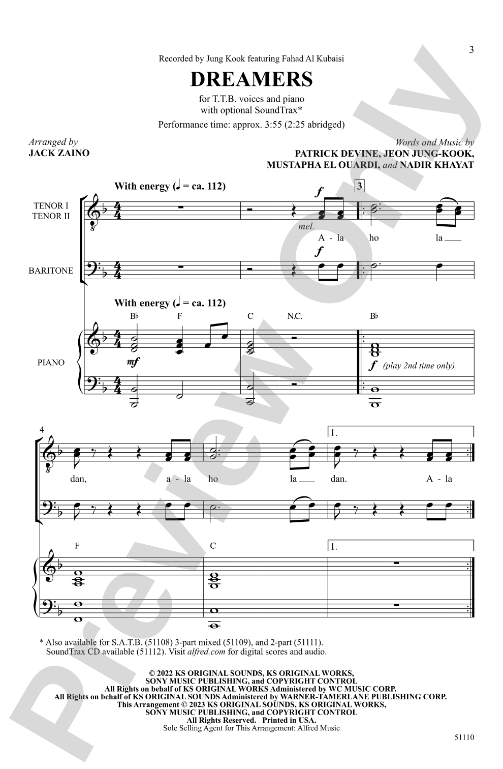 Dreamers: TTB Choral Octavo