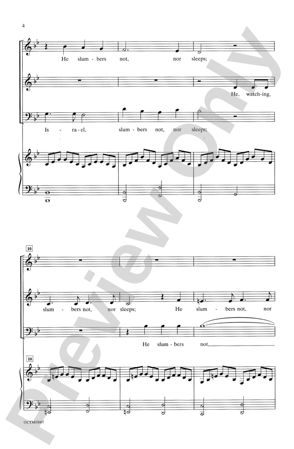 He, Watching Over Israel: 3-Part Mixed Choral Octavo