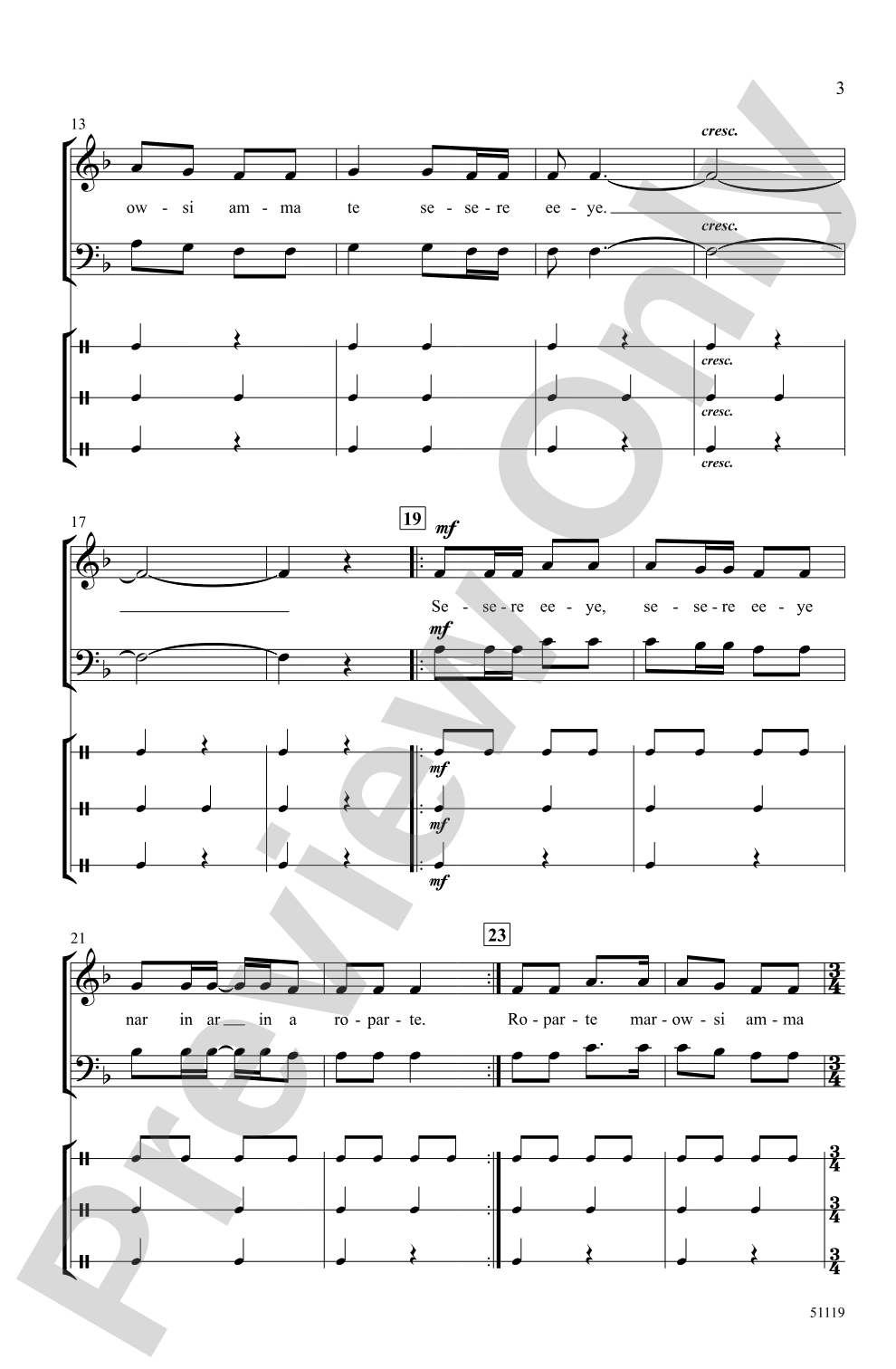 Sesere Eeye: 3-Part Mixed Choral Octavo