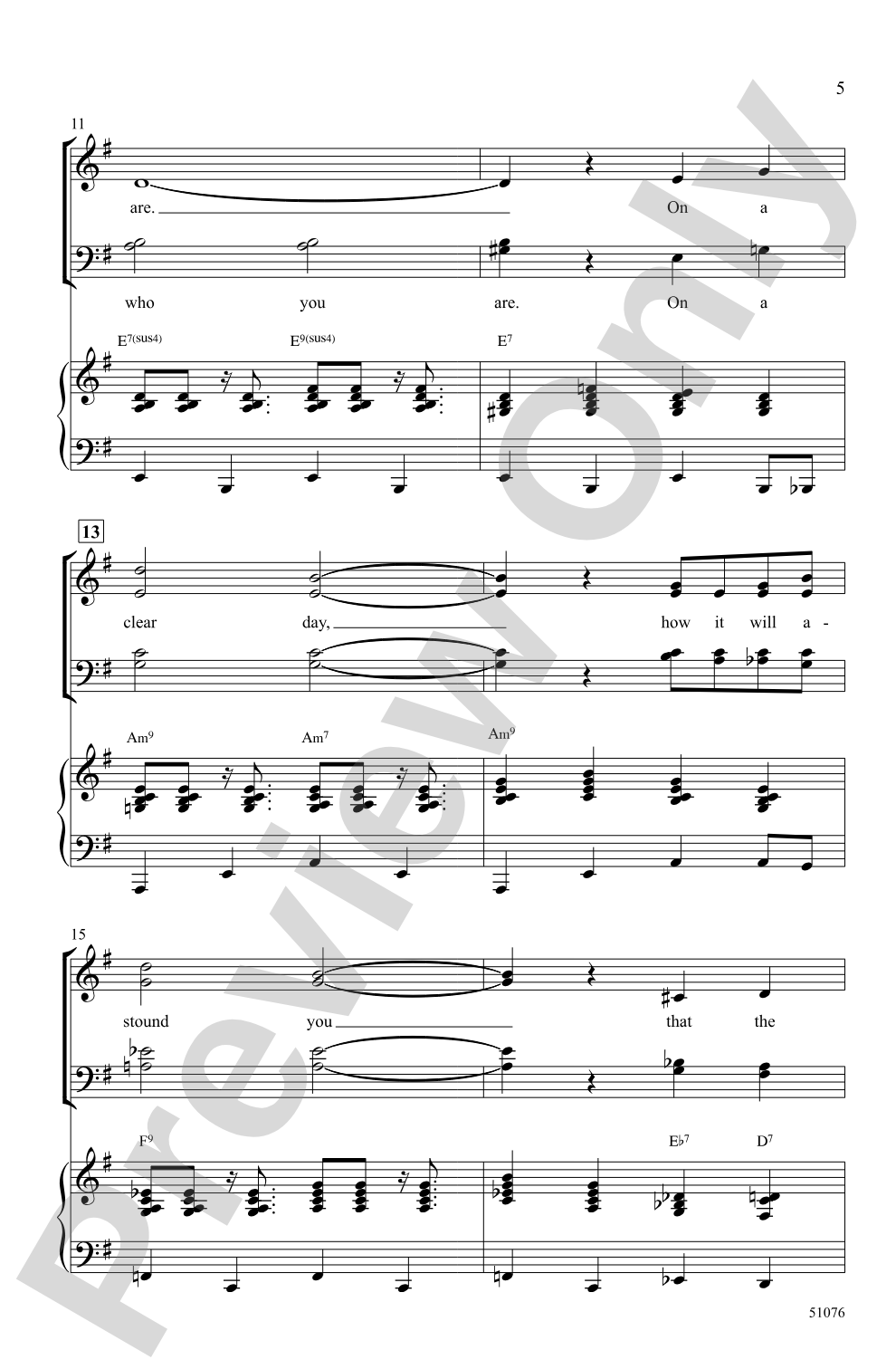On a Clear Day: SATB Choral Octavo