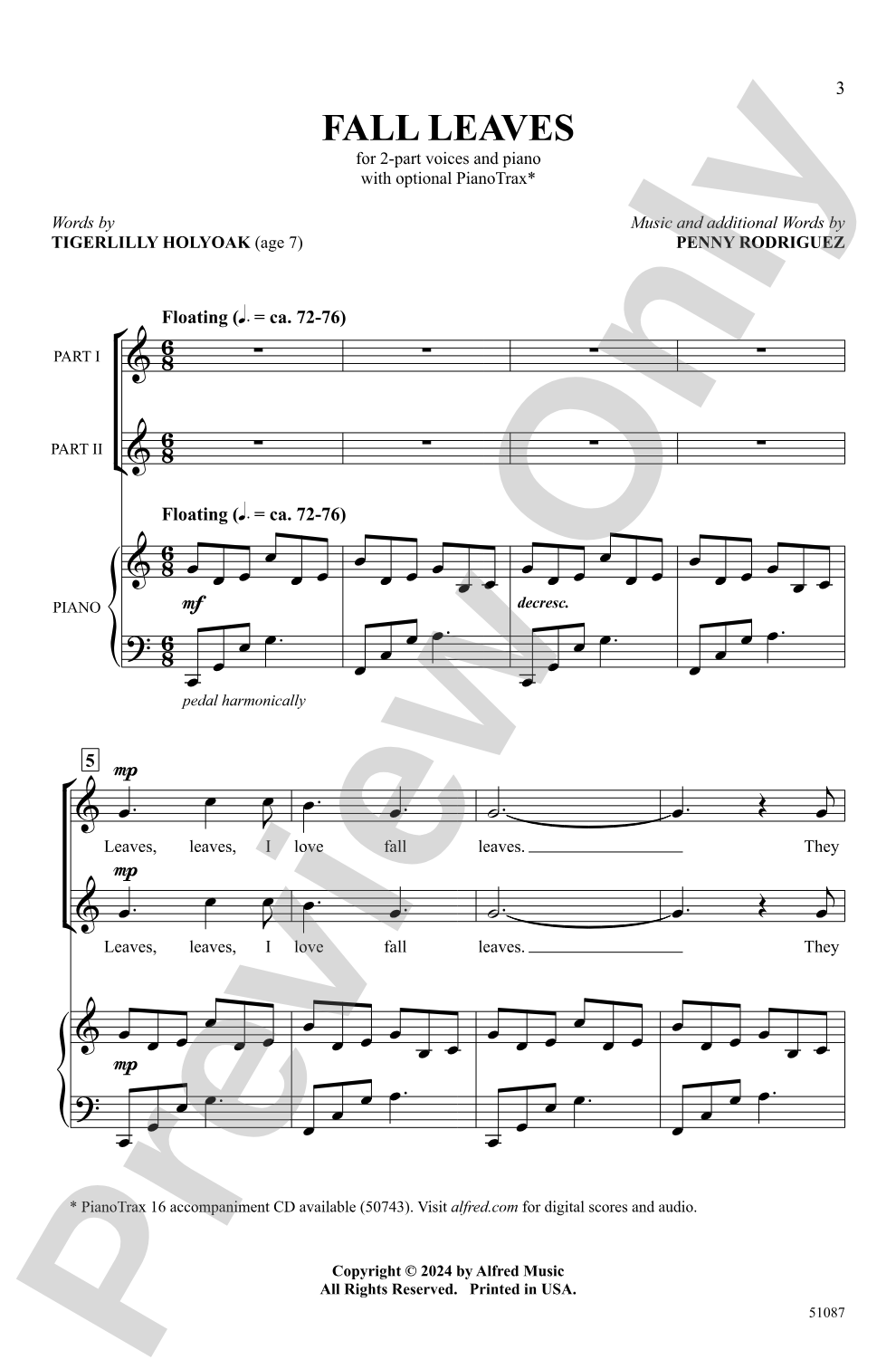 Fall Leaves: 2-Part Choral Octavo
