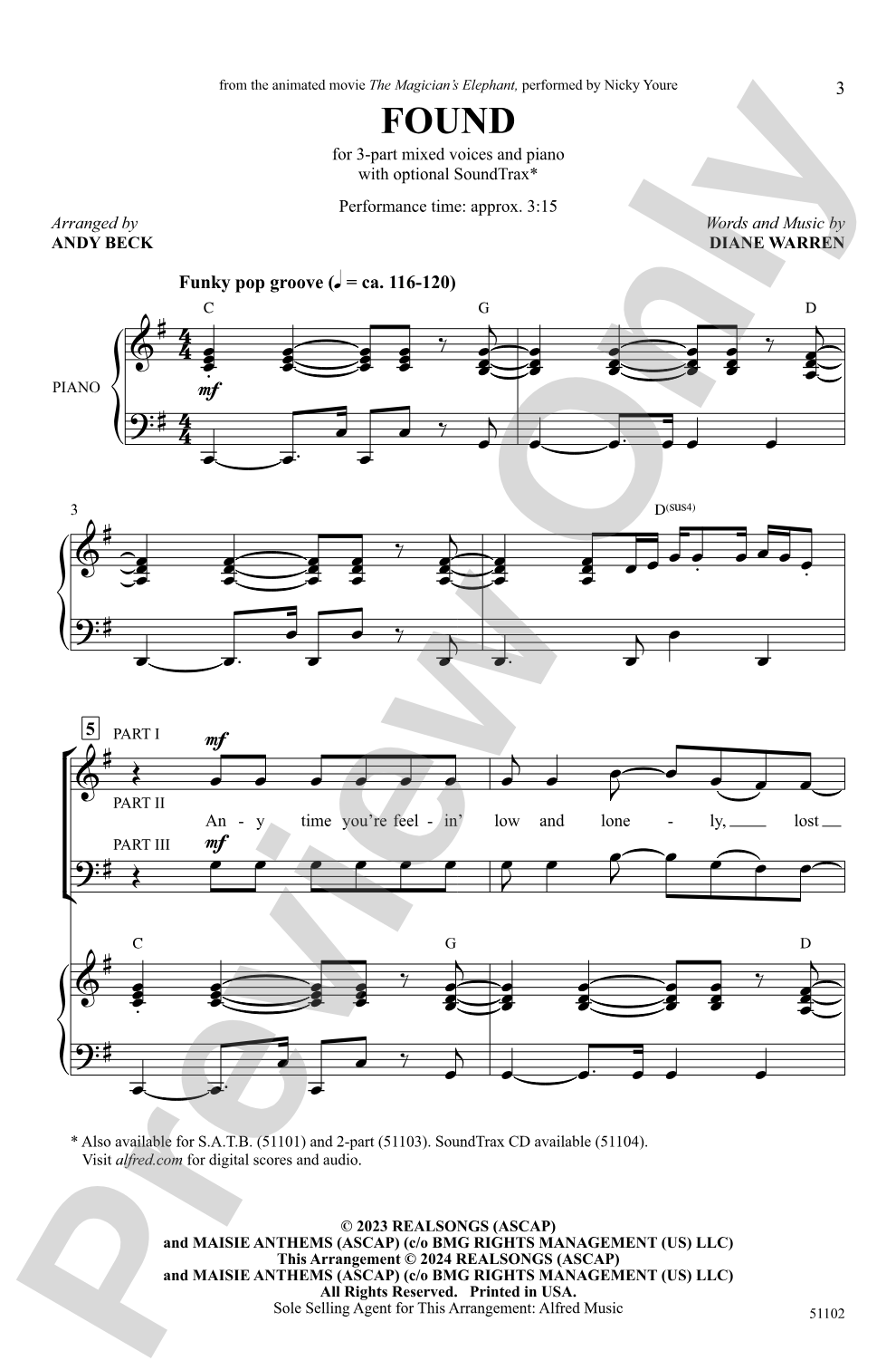 Found: 3-Part Mixed Choral Octavo