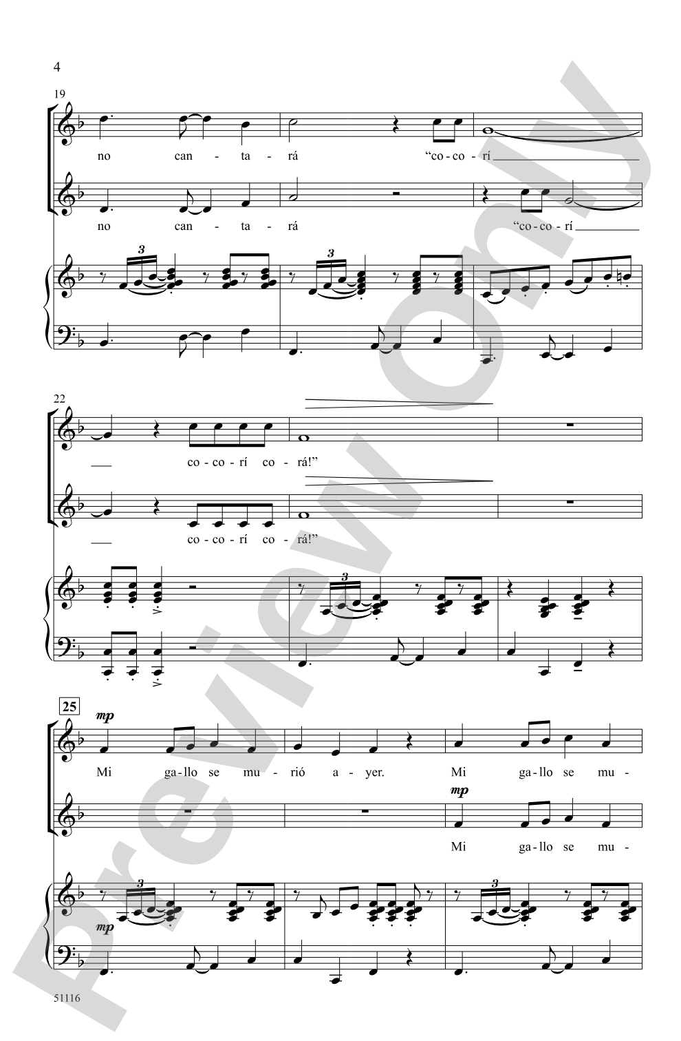 Mi Gallo: 2-Part Choral Octavo