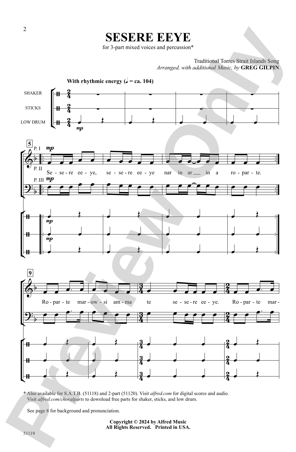 Sesere Eeye: 3-Part Mixed Choral Octavo
