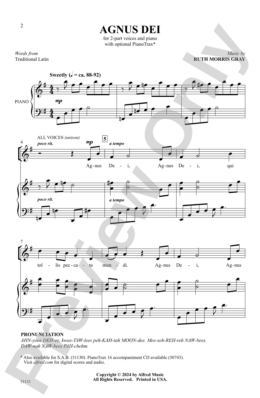 Agnus Dei: 2-Part Choral Octavo
