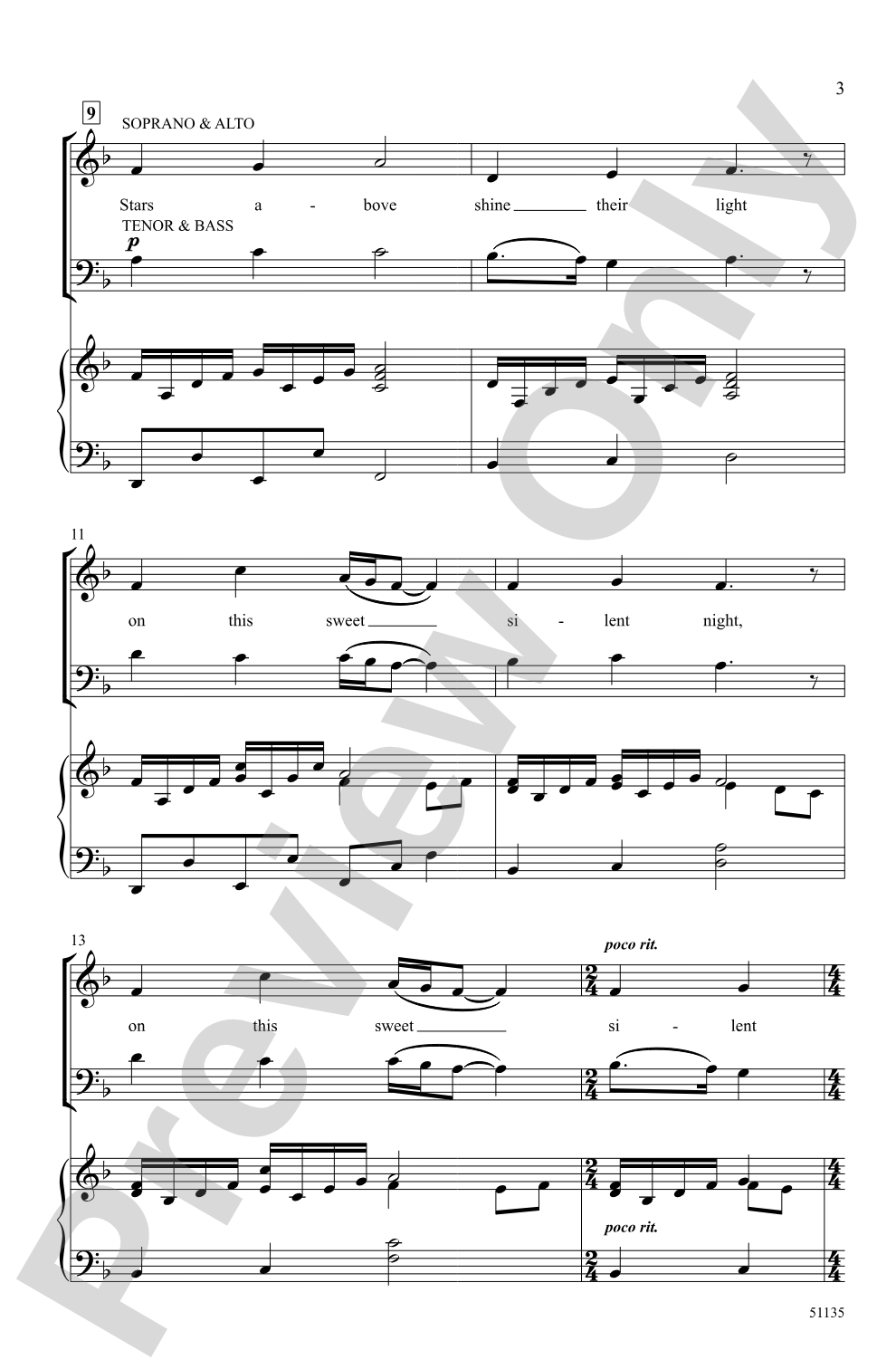 Sweet Silent Night: SATB Choral Octavo