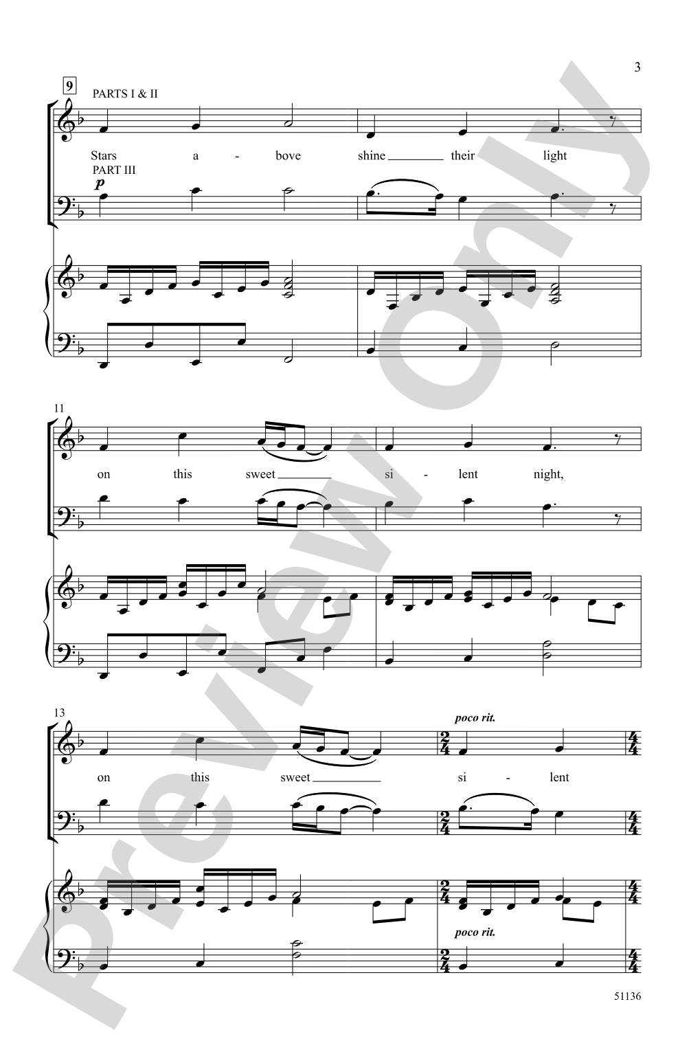 Sweet Silent Night: 3-Part Mixed Choral Octavo