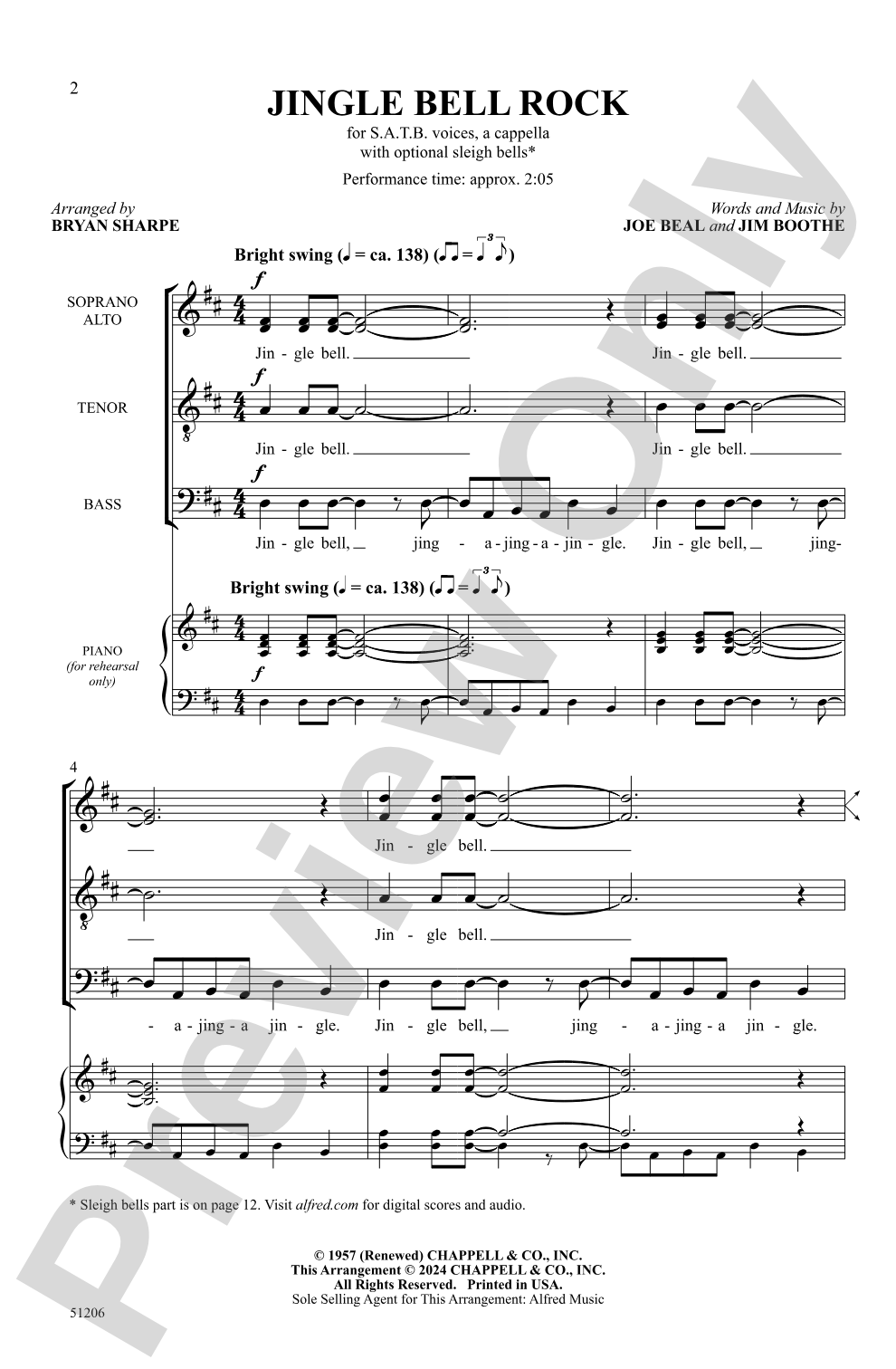 Jingle Bell Rock: SATB, <i>a cappella</i> Choral Octavo