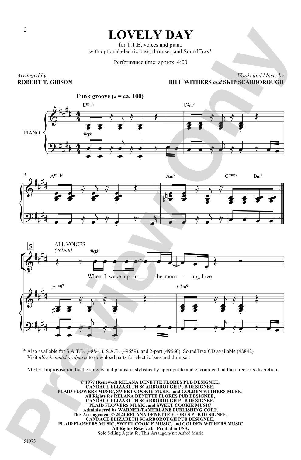 Lovely Day: TTB Choral Octavo