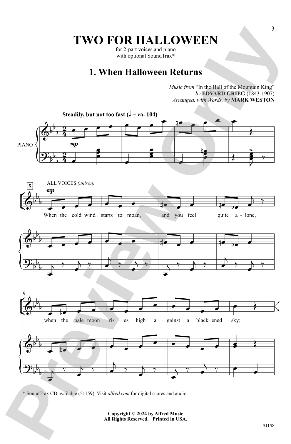 Two for Halloween: 2-Part Choral Octavo