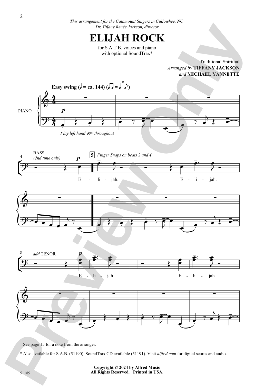 Elijah Rock: SATB Choral Octavo