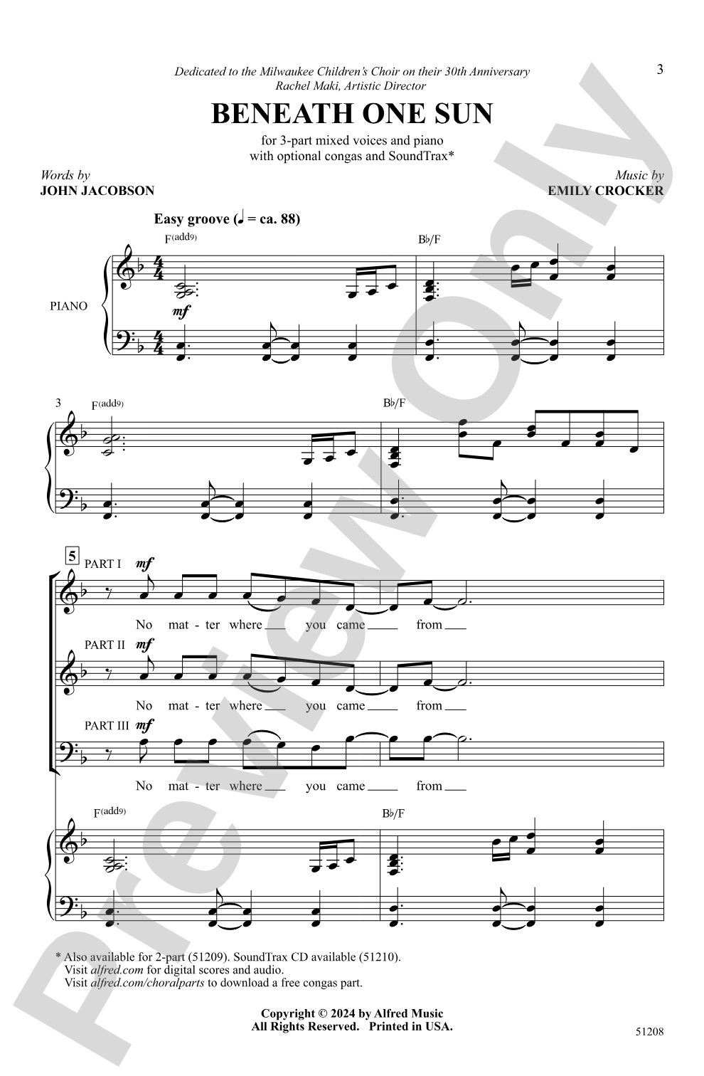Beneath One Sun: 3-Part Mixed Choral Octavo
