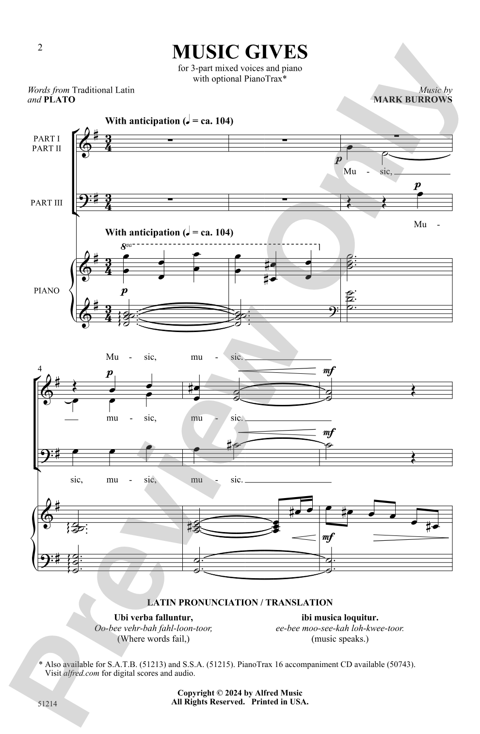 Music Gives: 3-Part Mixed Choral Octavo